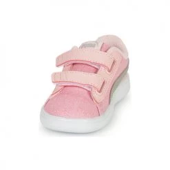 Chaussures Fille Baskets basses Puma SMASH V2 GLITZ GLAM V INF Rose / Gris -Baskets mode Soldes 22258505 500 C
