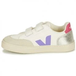 Chaussures Enfant Baskets basses Veja SMALL V-12 Blanc / Parme -Baskets mode Soldes 22546074 500 D
