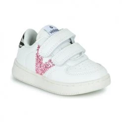 Chaussures Fille Baskets basses Victoria TIEMPO EFECTO PIEL & FAN Blanc / Rose