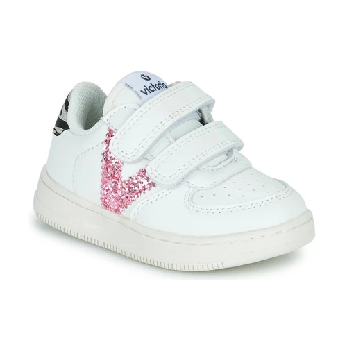 Chaussures Fille Baskets basses Victoria TIEMPO EFECTO PIEL & FAN Blanc / Rose 1 Chaussures Fille Baskets basses Victoria TIEMPO EFECTO PIEL & FAN Blanc / Rose