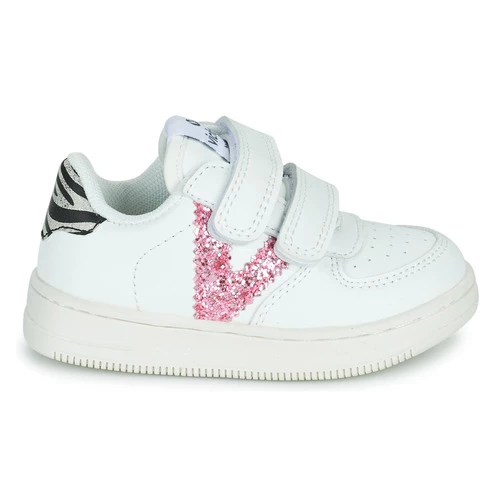 Chaussures Fille Baskets basses Victoria TIEMPO EFECTO PIEL & FAN Blanc / Rose 2 Chaussures Fille Baskets basses Victoria TIEMPO EFECTO PIEL & FAN Blanc / Rose – Image 2