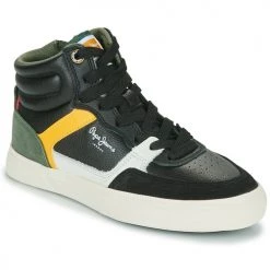 Chaussures Garçon Baskets montantes Pepe jeans KENTON MASTER BOOT BOY Noir / Jaune / Vert