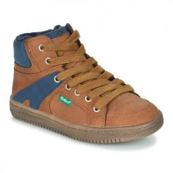 Chaussures Garçon Baskets montantes Kickers LOWELL Camel / Bleu