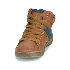 Chaussures Garçon Baskets montantes Kickers LOWELL Camel / Bleu -Baskets mode Soldes 22588608 500 C