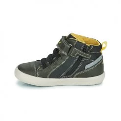 Chaussures Garçon Baskets montantes Geox B GISLI BOY Kaki / Jaune -Baskets mode Soldes 22608059 500 D