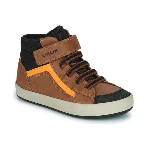 Chaussures Garçon Baskets montantes Geox J GISLI BOY Marron / Jaune 1 Chaussures Garçon Baskets montantes Geox J GISLI BOY Marron / Jaune