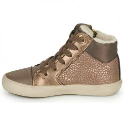 Chaussures Fille Baskets montantes Geox J GISLI GIRL Doré -Baskets mode Soldes 22608075 500 D