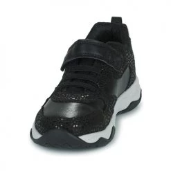 Chaussures Fille Baskets basses Geox J CALCO GIRL Noir / Rose -Baskets mode Soldes 22608090 500 C