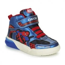 Chaussures Garçon Baskets montantes Geox J GRAYJAY BOY C Bleu / Rouge