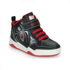 Chaussures Garçon Baskets montantes Geox J PERTH BOY C Noir / Rouge