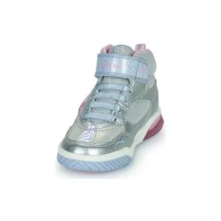 Chaussures Fille Baskets montantes Geox J INEK GIRL A Argenté / Rose -Baskets mode Soldes 22608145 500 C