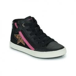 Chaussures Fille Baskets montantes Geox J KALISPERA GIRL A Noir / Fushia