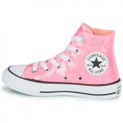Chaussures Fille Baskets montantes Converse Chuck Taylor All Star Sun-Kissed Glitter Millenium Glam Hi Rose -Baskets mode Soldes 22674645 500 D