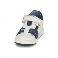 Chaussures Garçon Baskets montantes Geox B BIGLIA B. A - NAPPA+SCAM. Blanc / Marine -Baskets mode Soldes 23075361 500 C