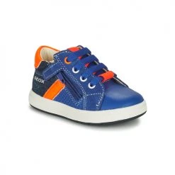 Chaussures Garçon Baskets basses Geox B BIGLIA B. B - NAPPA+DENIM SL Bleu / Orange