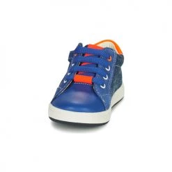 Chaussures Garçon Baskets basses Geox B BIGLIA B. B - NAPPA+DENIM SL Bleu / Orange -Baskets mode Soldes 23075363 500 C