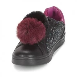 Chaussures Fille Baskets basses Geox J DJROCK GIRL Noir / Violet -Baskets mode Soldes 8324437 500 C