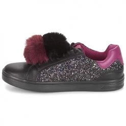 Chaussures Fille Baskets basses Geox J DJROCK GIRL Noir / Violet -Baskets mode Soldes 8324437 500 D
