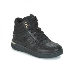 Chaussures Fille Baskets montantes Geox J AVEUP GIRL Noir / Doré