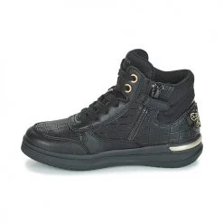 Chaussures Fille Baskets montantes Geox J AVEUP GIRL Noir / Doré -Baskets mode Soldes 8324481 500 D